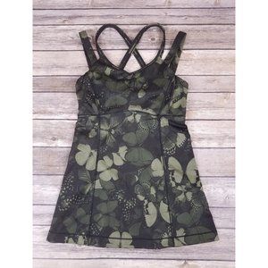 Lululemon Happy Strappy Tank Biggie So Fly Butterfly Fatigue Green Black Size 4